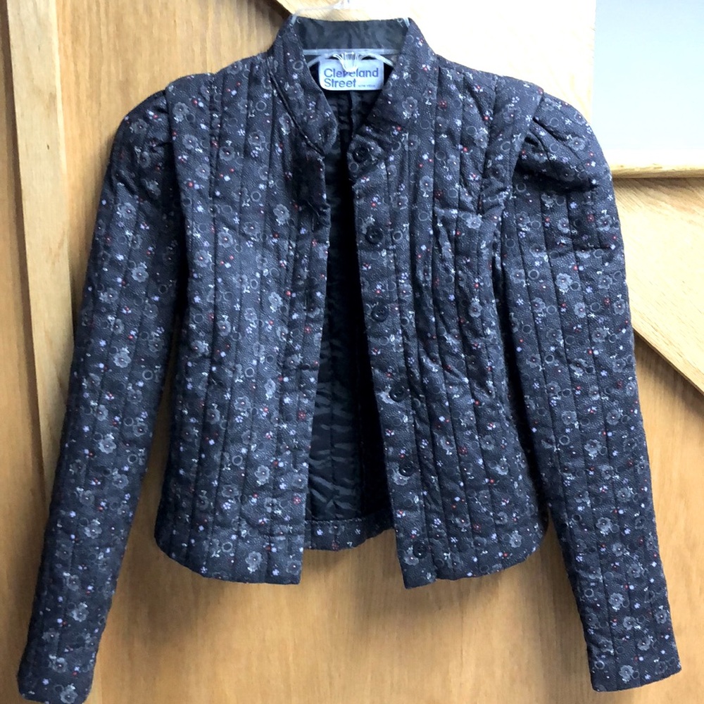 Women’s Vintage Cleveland Street jacket. Black with floral pattern. Small
